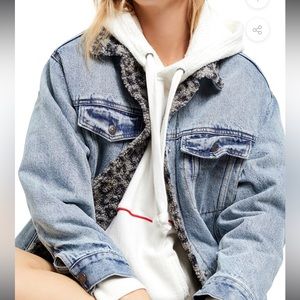 Free People - We The Free - Wild Ones Sherpa Trucker Denim Jacket